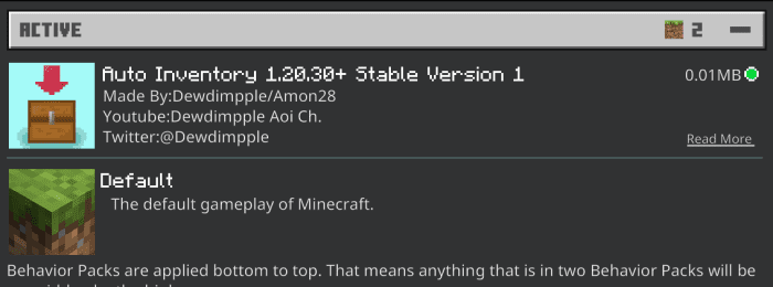 Auto Inventory Addon (1.20) - MCPE/Bedrock Mod 2