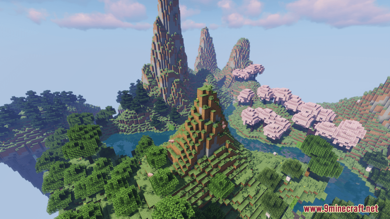 Cherry Blossom Flying Islands Map (1.21.1, 1.20.1) - Floating Island Adventure 11