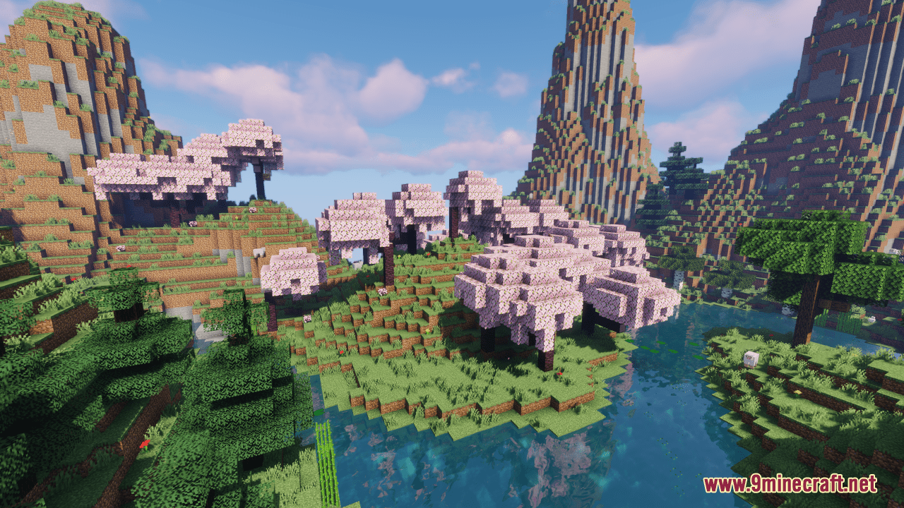 Cherry Blossom Flying Islands Map (1.21.1, 1.20.1) - Floating Island Adventure 3