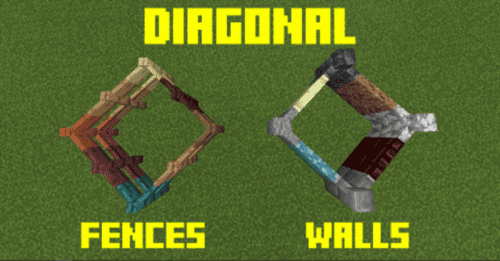Diagonal Walls and Fences Addon (1.20) – MCPE/Bedrock Mod Thumbnail