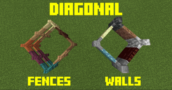 Diagonal Walls and Fences Addon (1.20) - MCPE/Bedrock Mod 1