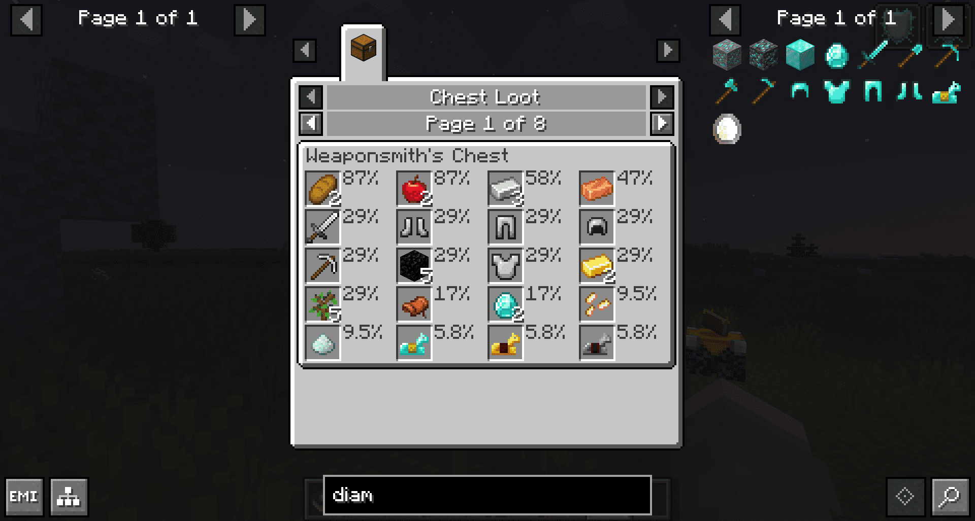 EMI Loot Mod (1.20.1, 1.19.4) - Loot Drops for EMI Recipe and Item Viewer 2