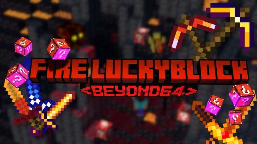 Fire Lucky Block Addon (1.20) – MCPE/Bedrock Mod Thumbnail