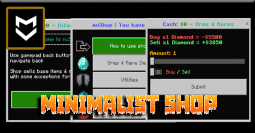 Minimalist Shop Addon (1.20) – MCPE/Bedrock Mod Thumbnail