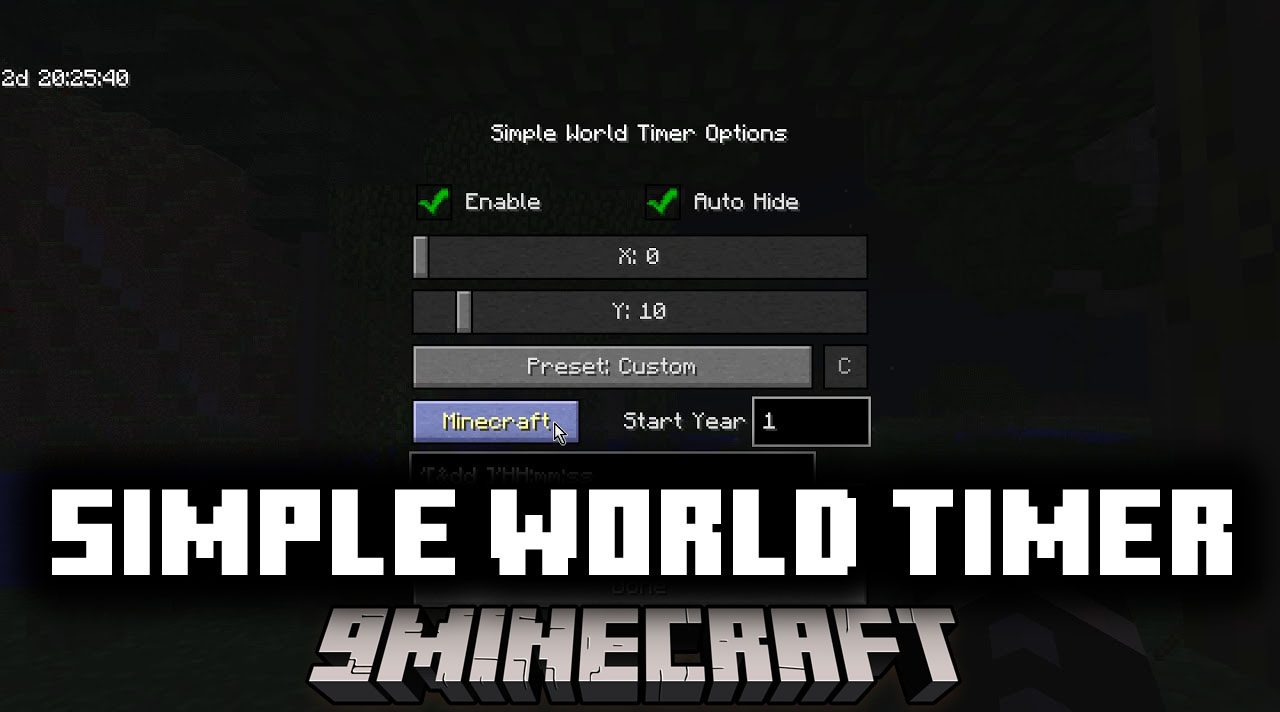Simple World Timer Mod (1.20.1, 1.19.2) - In-Game System Time 1