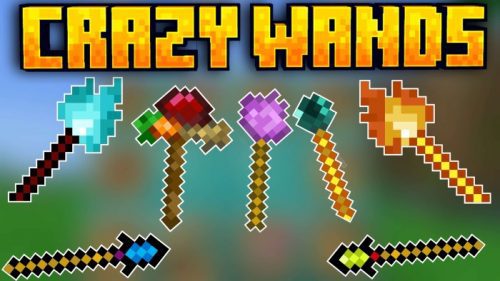 Crazy Wands Addon (1.20, 1.19) – MCPE/Bedrock Mod Thumbnail