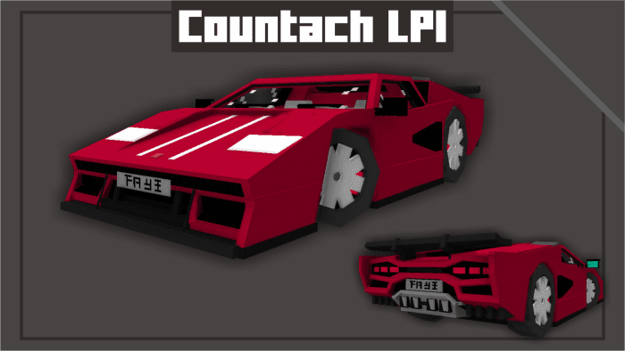 Lamborghini Countach Addon (1.20) - MCPE/Bedrock Mod 5