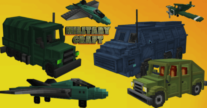 Military Craft Vehicles Addon (1.20, 1.19) - MCPE/Bedrock Mod 1