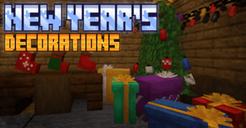 New Year’s Decorations Addon (1.20) – MCPE/Bedrock Mod Thumbnail