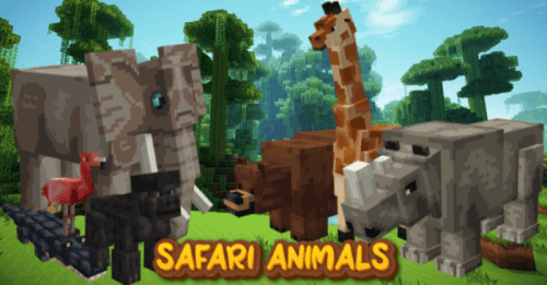 Safari Animals Addon (1.20, 1.19) – MCPE/Bedrock Mod Thumbnail