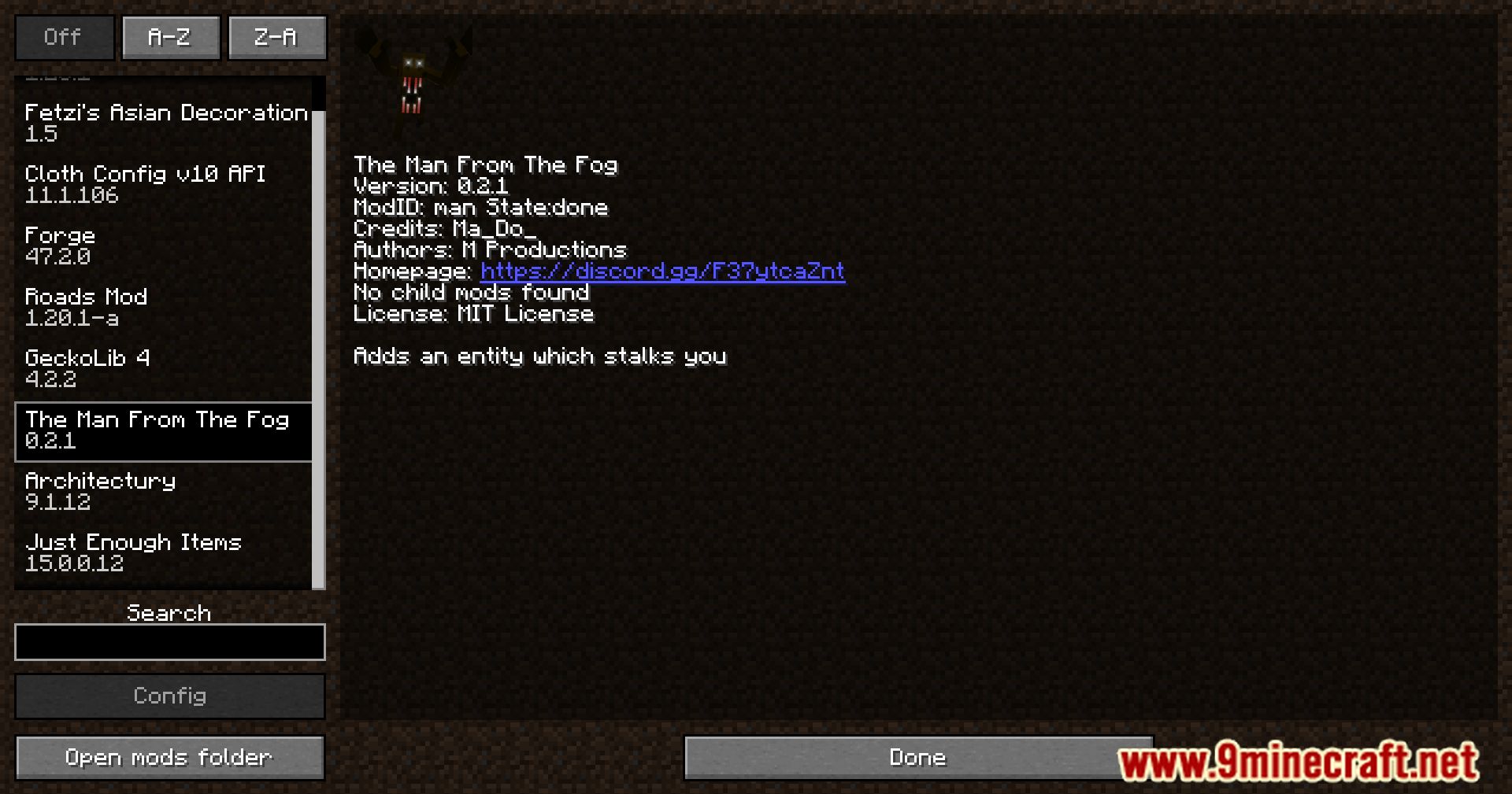 The Man From The Fog Mod (1.20.1, 1.19.4) - Unveiling Minecraft's Horror Secrets 2