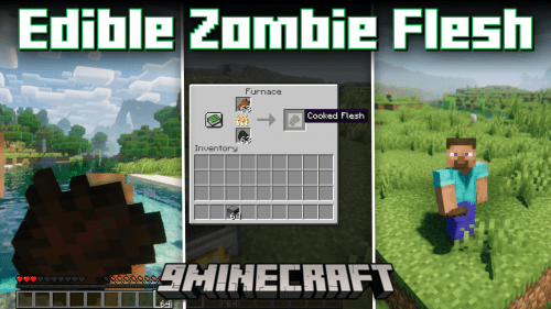 Edible Zombie Flesh Mod (1.20.1, 1.19.2) – Cookable Zombie Flesh with No Poison Thumbnail