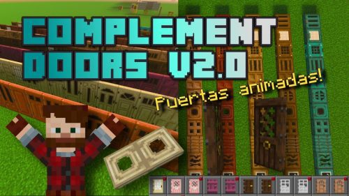 Animated Vanilla Doors Addon (1.20) – MCPE/Bedrock Mod Thumbnail