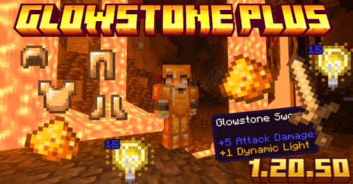 Glowstone Plus Addon (1.20, 1.19) – MCPE/Bedrock Mod Thumbnail