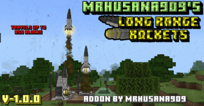 MrHusana909's Long Range Rockets Addon (1.20) - MCPE/Bedrock Mod 1