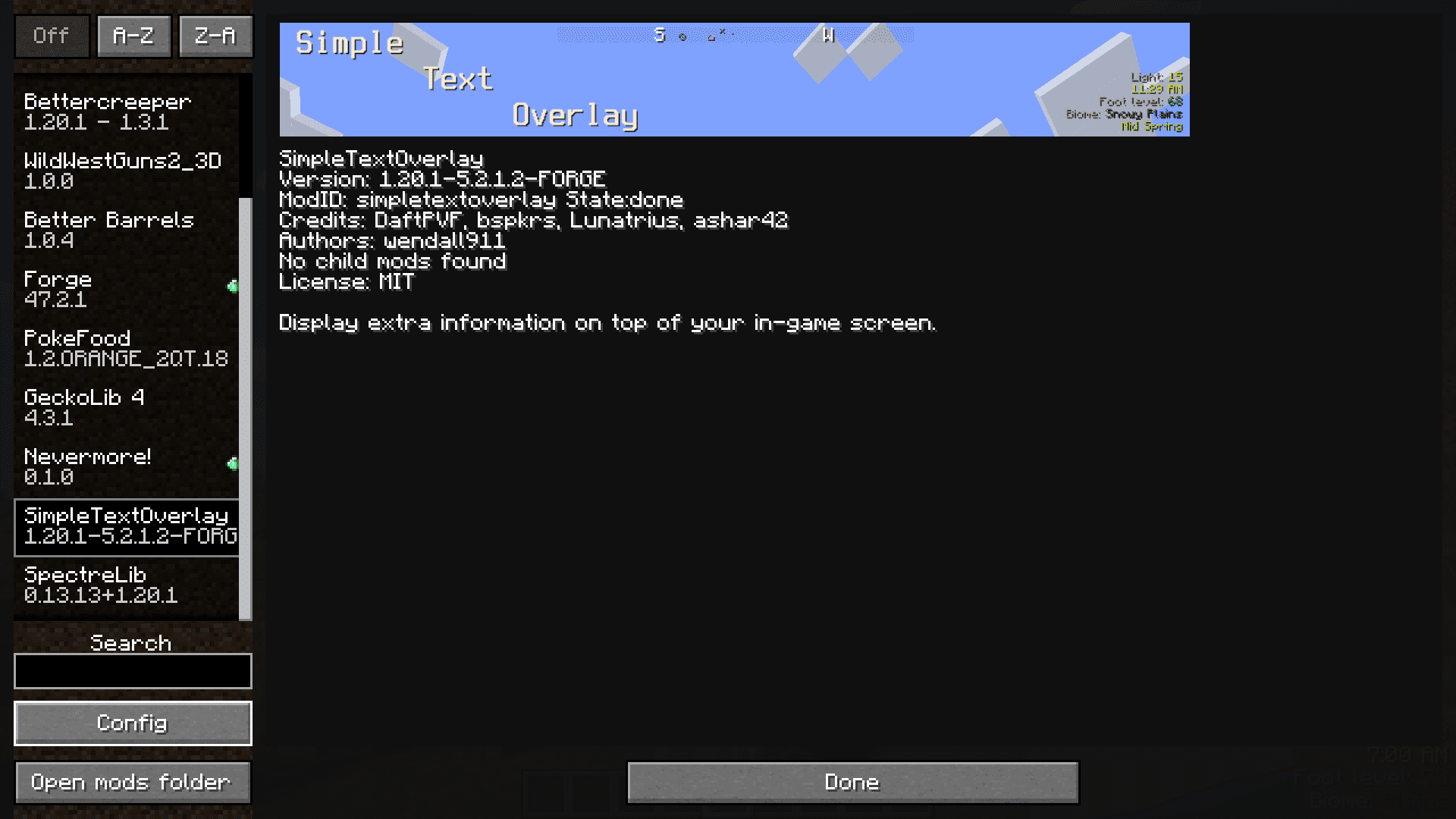 Simple Text Overlay Mod (1.20.1, 1.19.4) - Simple Information Overlay 5