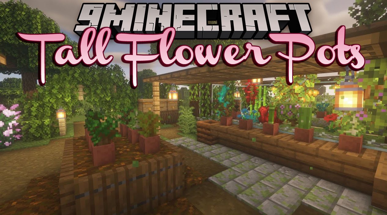 Tall Flower Pots Mod (1.21.1, 1.20.1) - Plant Tall Flowers in Decorated Pots 1