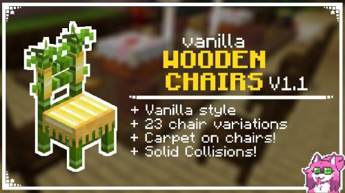 Vanilla Wooden Chairs Addon (1.21, 1.20) – MCPE/Bedrock Mod Thumbnail