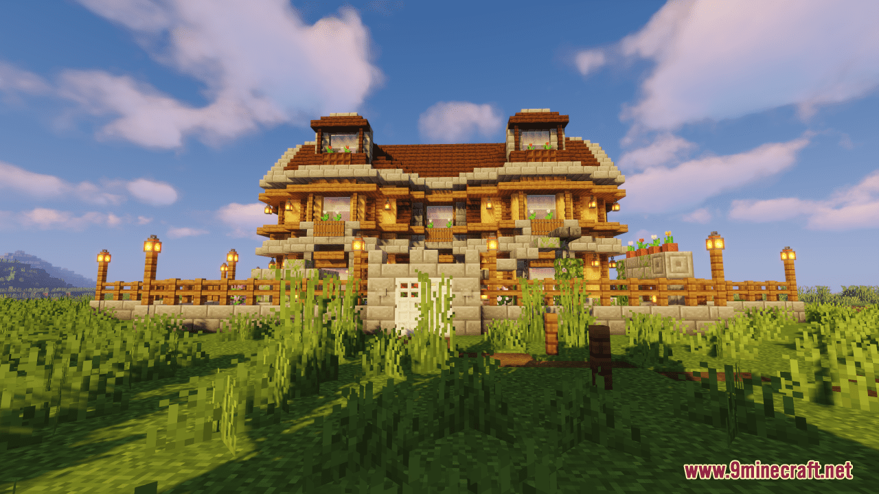 Decorated Wooden Oak House Map (1.21.1, 1.20.1) - Rustic Charm 3