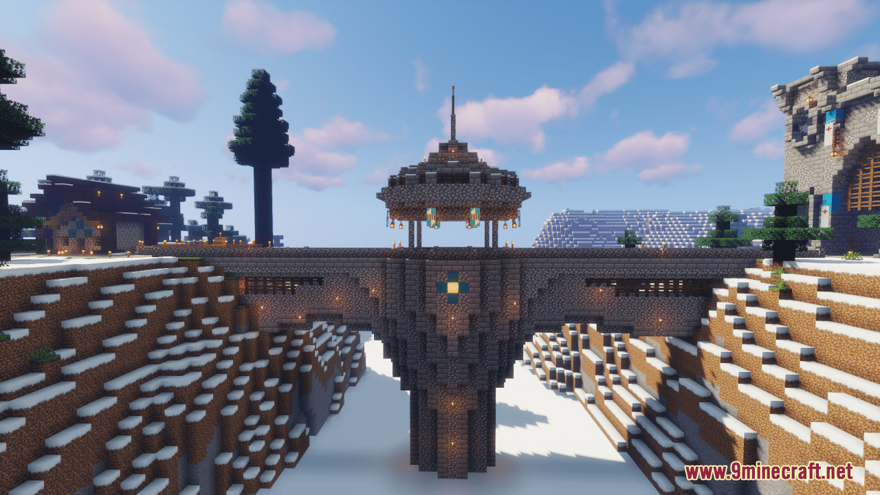 Mountain Castle Monastery Map (1.21.1, 1.20.1) - Snowy Build With Fountain 6