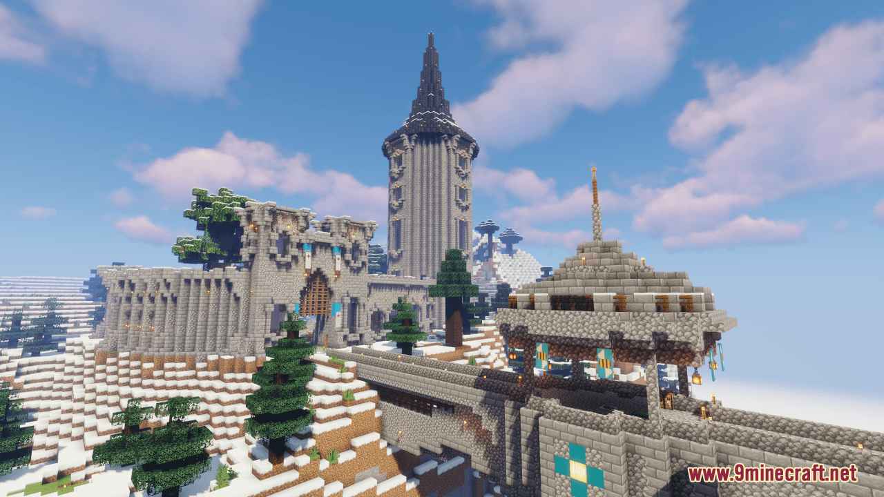 Mountain Castle Monastery Map (1.21.1, 1.20.1) - Snowy Build With Fountain 9