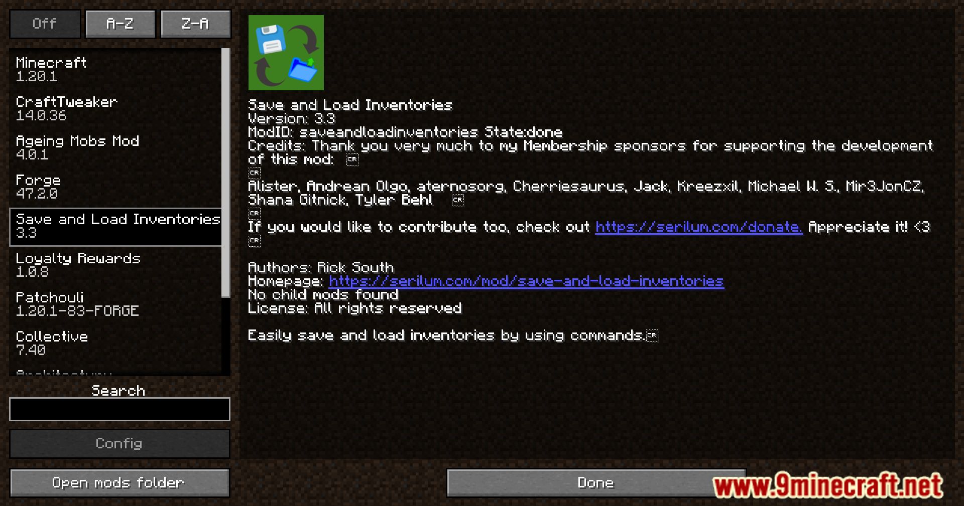 Save And Load Inventories Mod (1.21, 1.20.1) - Seamlessly Manage And Preserve Minecraft Inventories 2