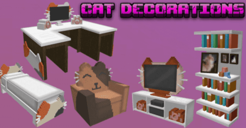 Cat Decorations Furni Addon (1.20) – MCPE/Bedrock Mod Thumbnail
