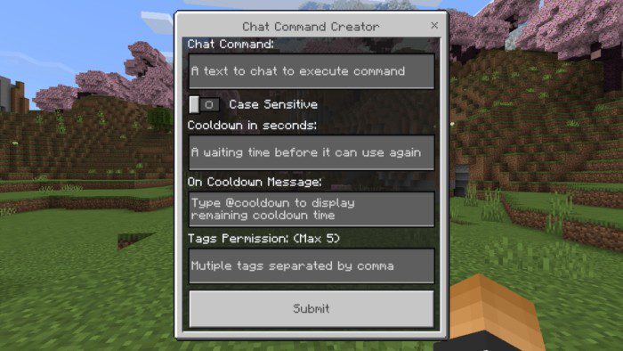 Chat Command Creator Addon (1.20) - MCPE/Bedrock Mod 2