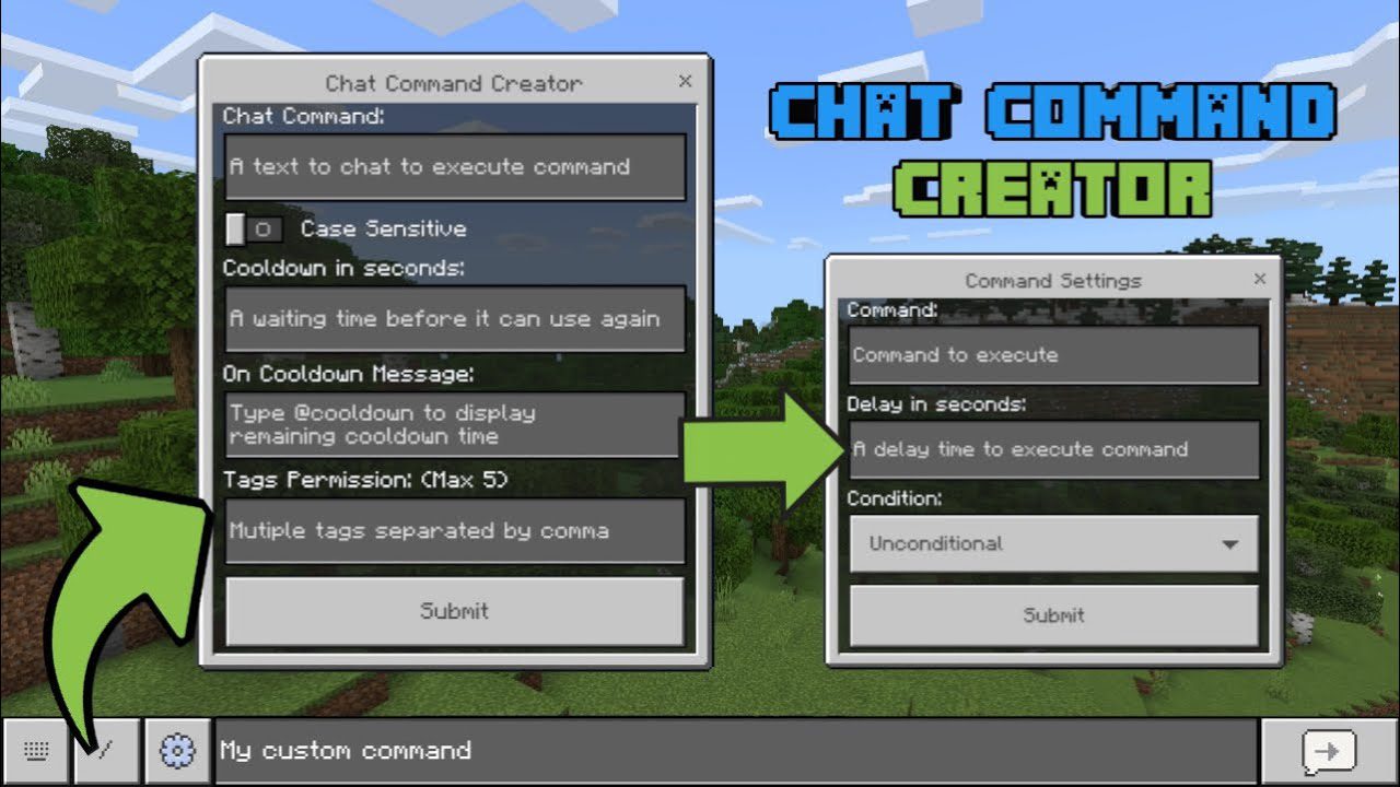 Chat Command Creator Addon (1.20) - MCPE/Bedrock Mod 1