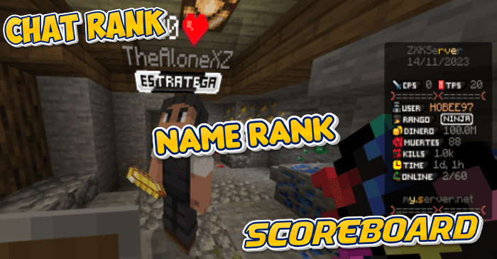 Chat Rank + Name Rank + Scoreboard Addon (1.20) - MCPE/Bedrock Mod 1