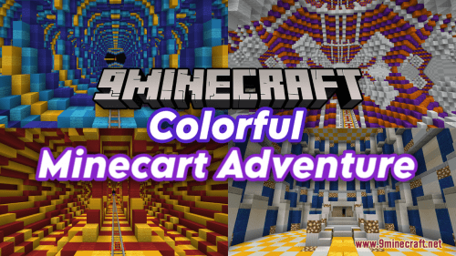 Colorful Minecart Adventure Map (1.21.1, 1.20.1) – Roller Coaster Ride Thumbnail