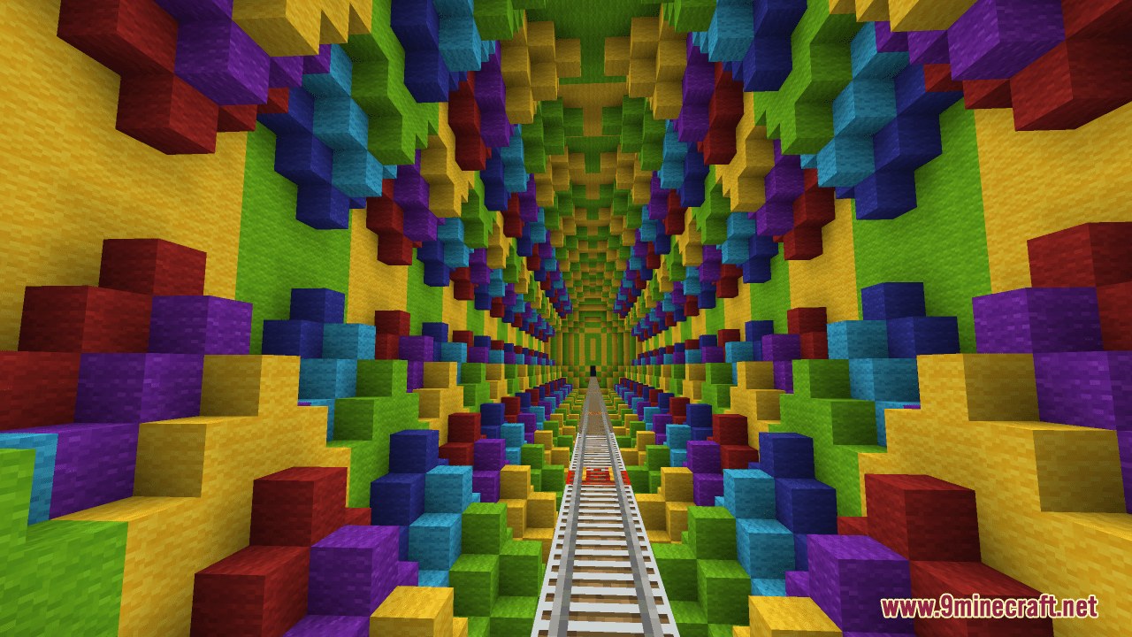 Colorful Minecart Adventure Map (1.21.1, 1.20.1) - Roller Coaster Ride 10