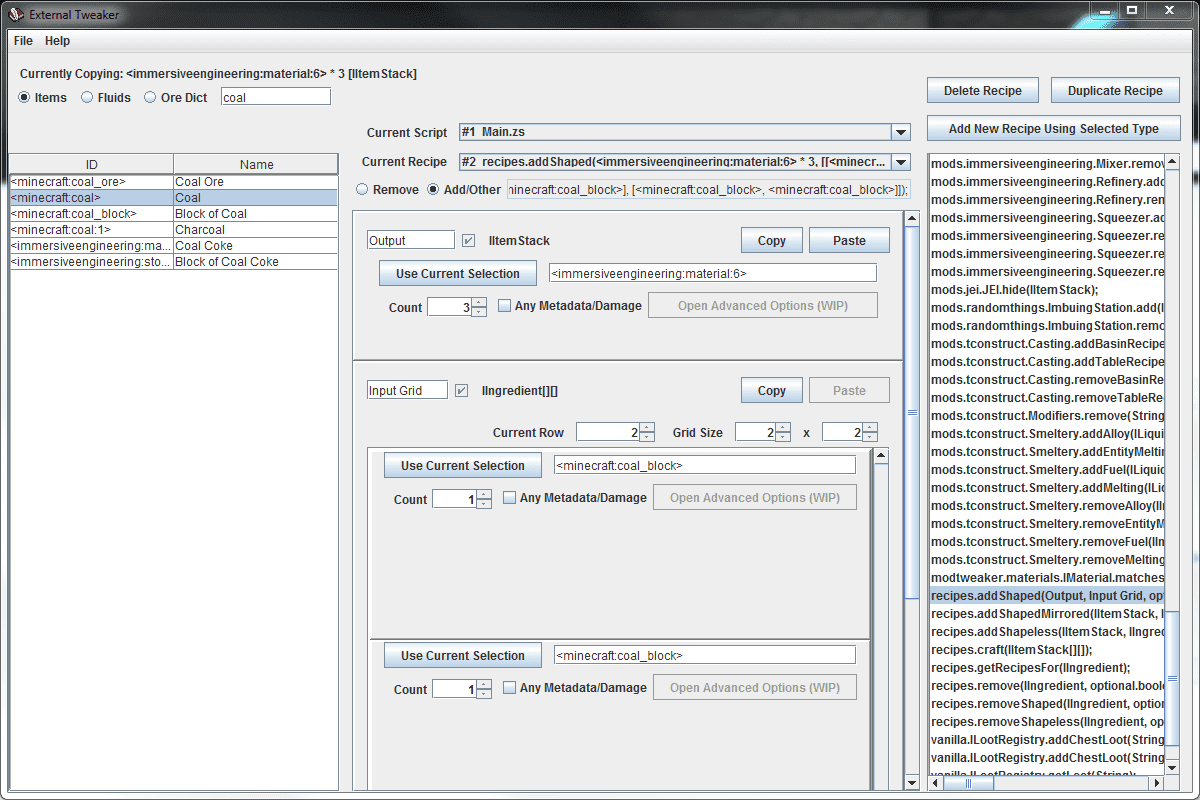 External Tweaker Mod (1.12.2, 1.7.10) - Create, Manage, Edit CraftTweaker Scripts 2