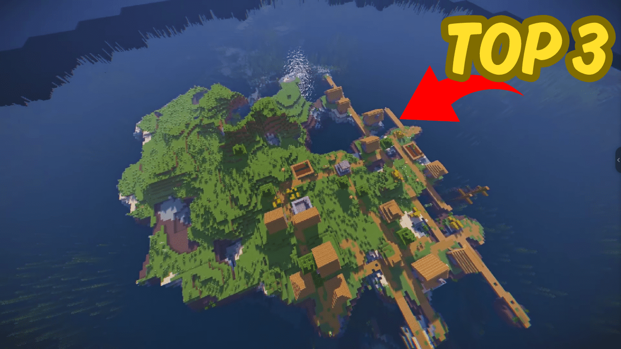 Top 3 Insane Island With Village Seeds For Minecraft (1.20.6, 1.20.1) - Java Edition 1