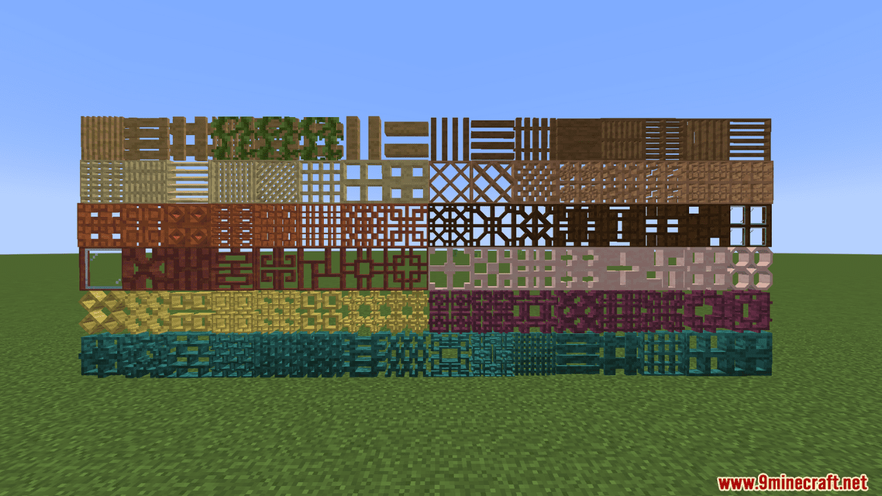 Decorative Wooden Lattices Mod (1.20.4, 1.19.2) - A Wide Variety of 90 Different Wooden Lattice Models 10