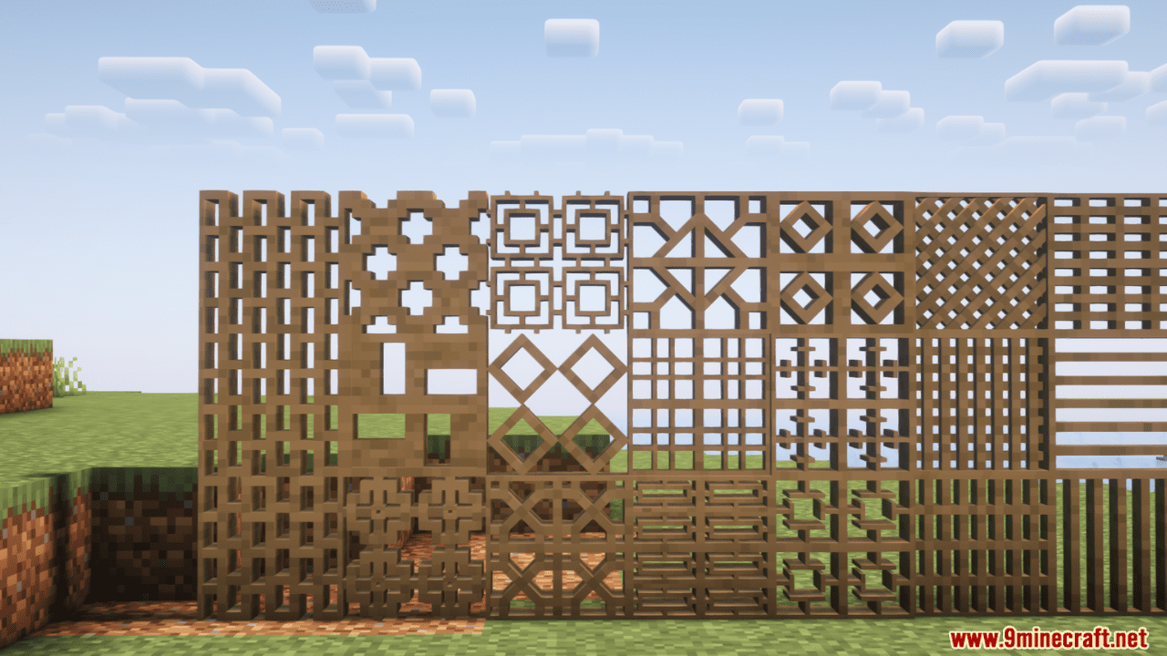 Decorative Wooden Lattices Mod (1.20.4, 1.19.2) - A Wide Variety of 90 Different Wooden Lattice Models 7