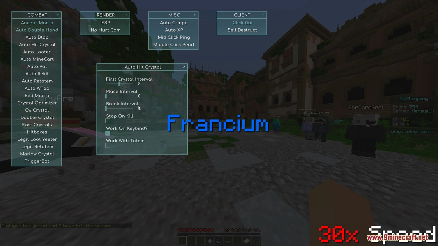 Francium Client Mod (1.20.4, 1.19.4) - Another Ghost Client for Crystal PvP 2