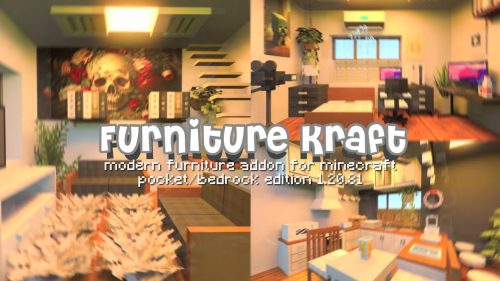 Furniture Kraft Addon (1.21, 1.20) – MCPE/Bedrock Functional Furniture Mod Thumbnail