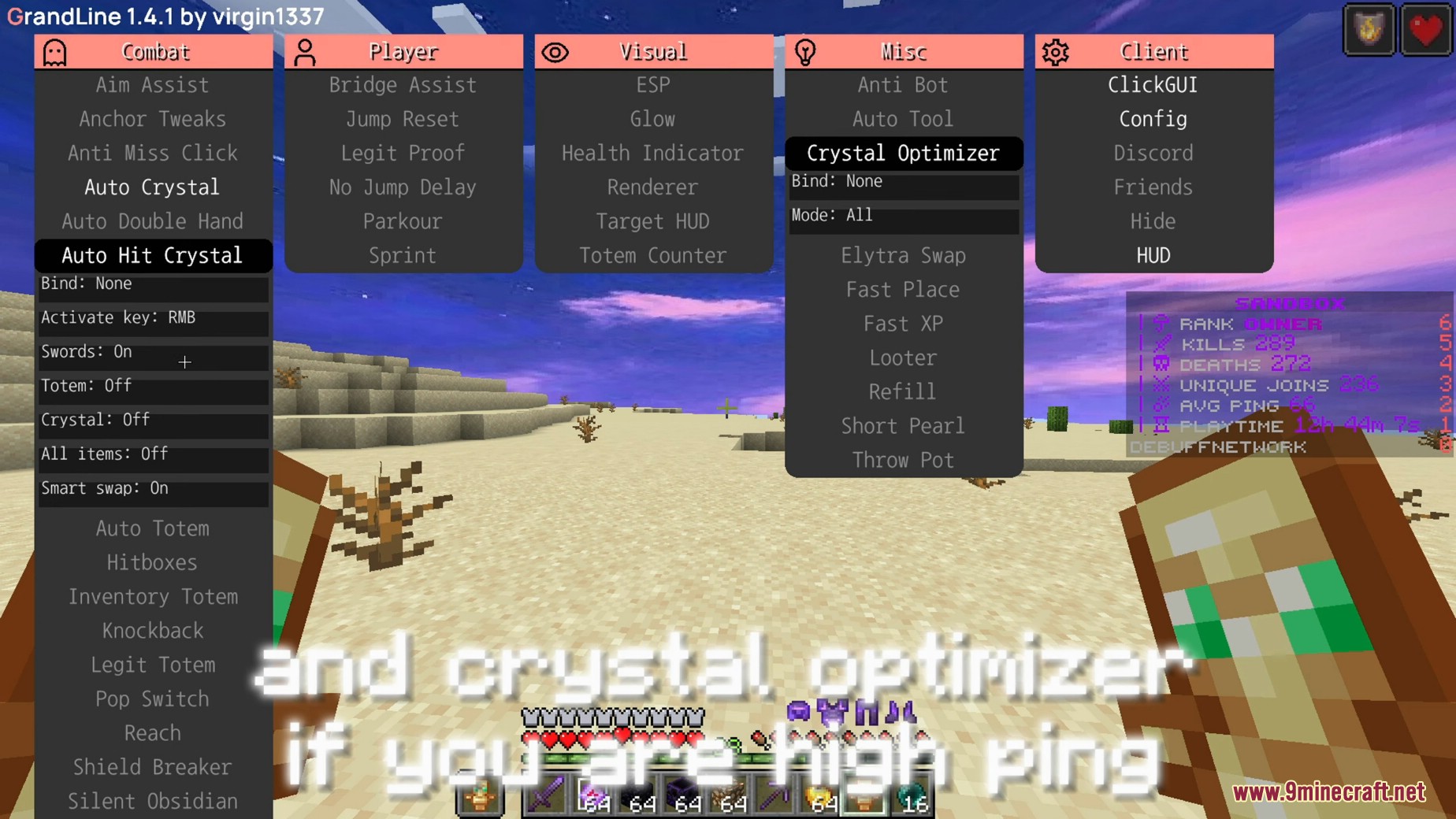 GrandLine Client Mod (1.20.1) - Crystal Optimizer for PvP 9