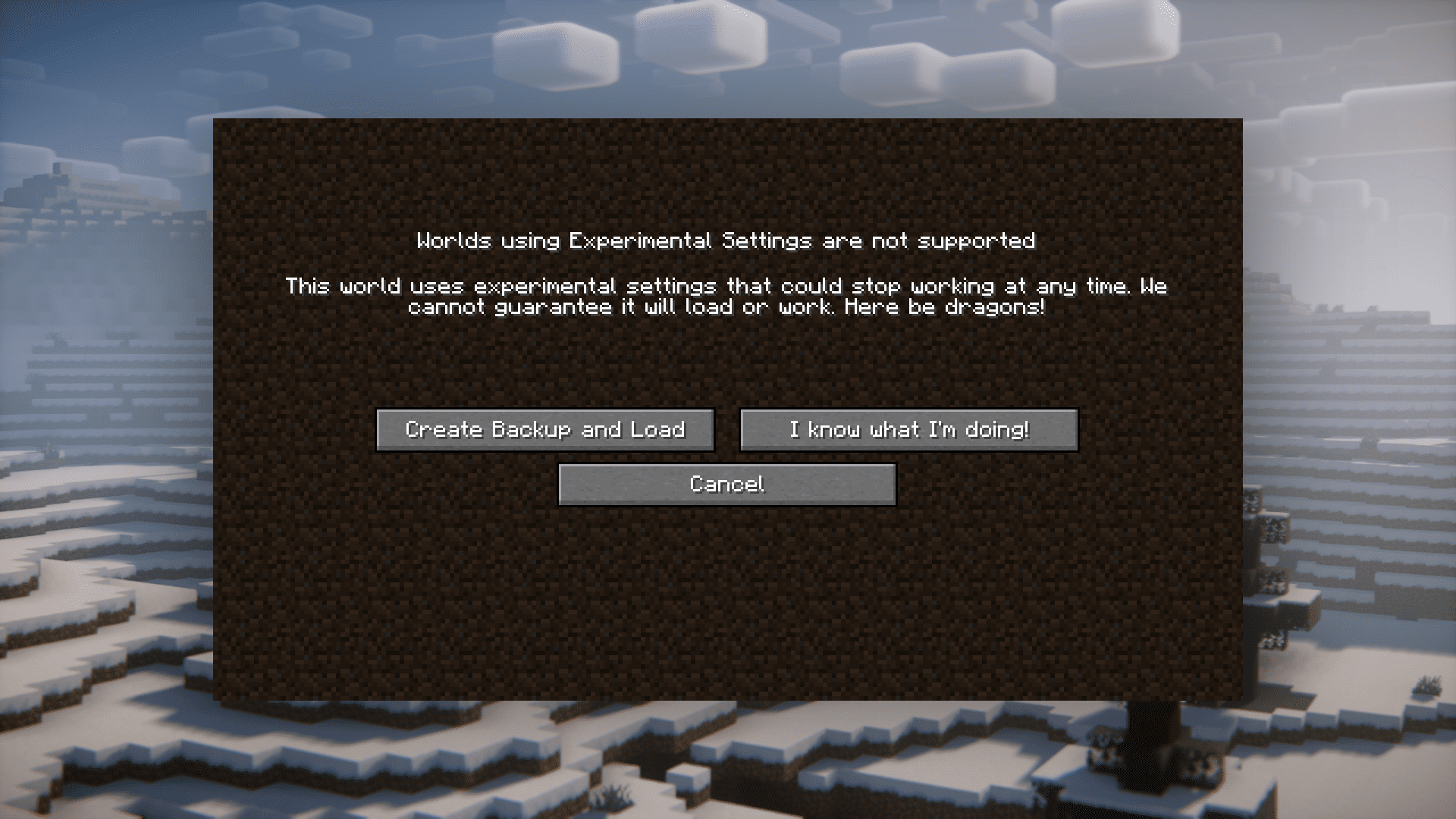 Hide Experimental Warning Mod (1.20.6, 1.20.1) - Removes Experimental Warning Screen 5