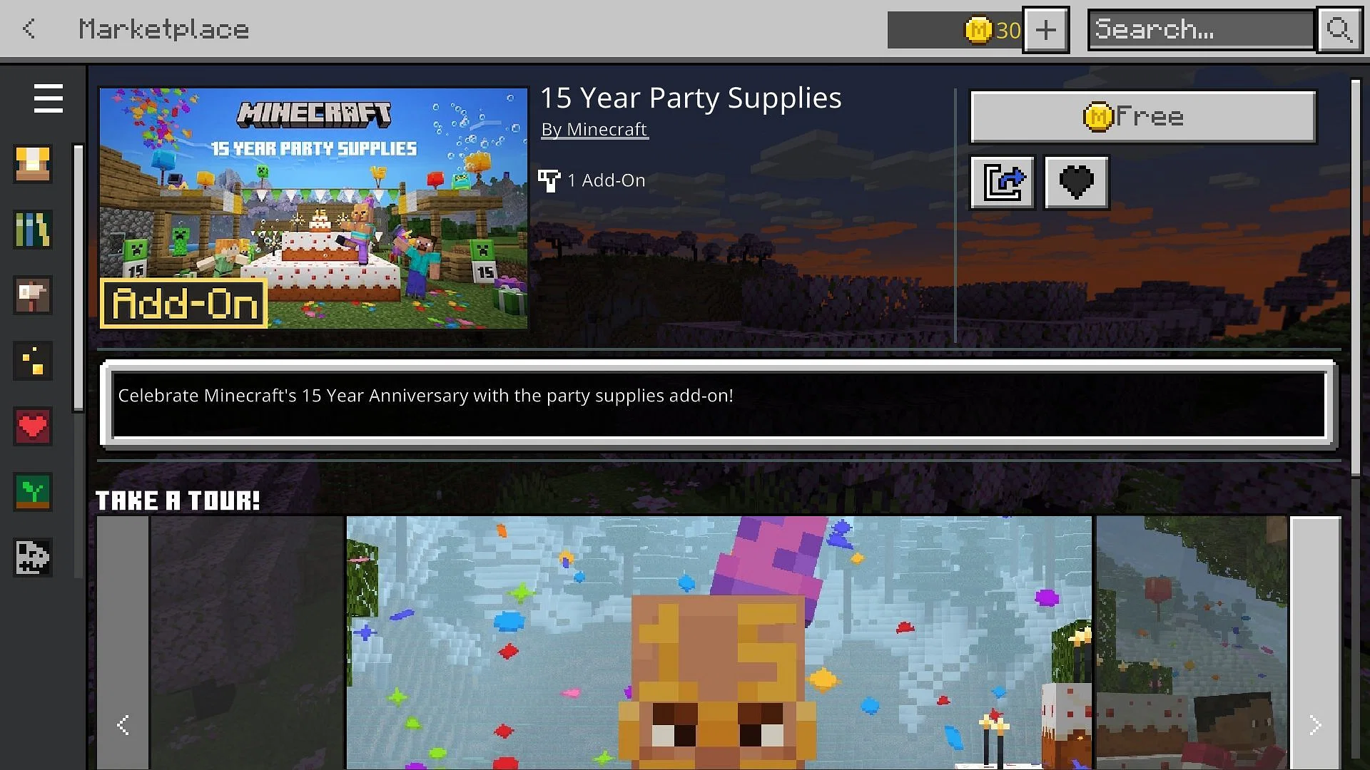 Minecraft 15th Anniversary Party Supplies Addon (Free) - MCPE/Bedrock Mod 15