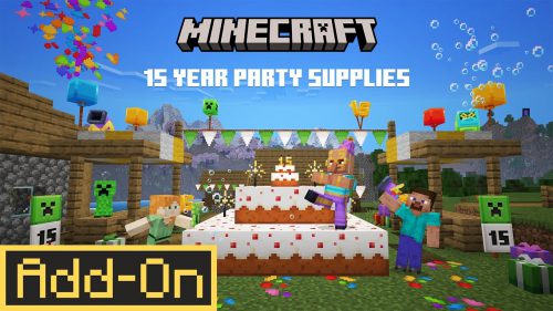 Minecraft 15th Anniversary Party Supplies Addon (Free) – MCPE/Bedrock Mod Thumbnail