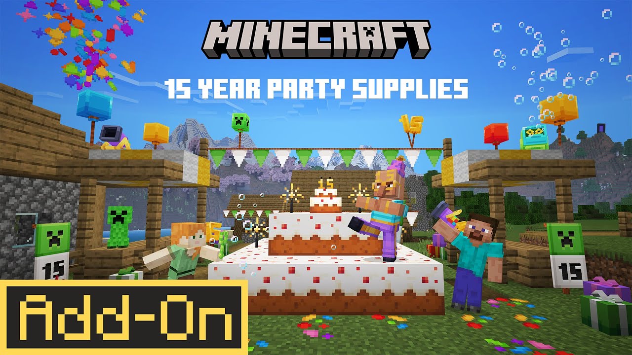 Minecraft 15th Anniversary Party Supplies Addon (Free) - MCPE/Bedrock Mod 1