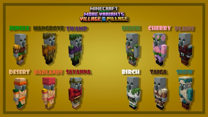 More Variants Village & Pillage Addon (1.20) - MCPE/Bedrock Mod 3