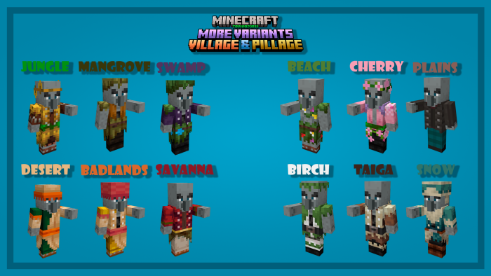 More Variants Village & Pillage Addon (1.20) - MCPE/Bedrock Mod 4