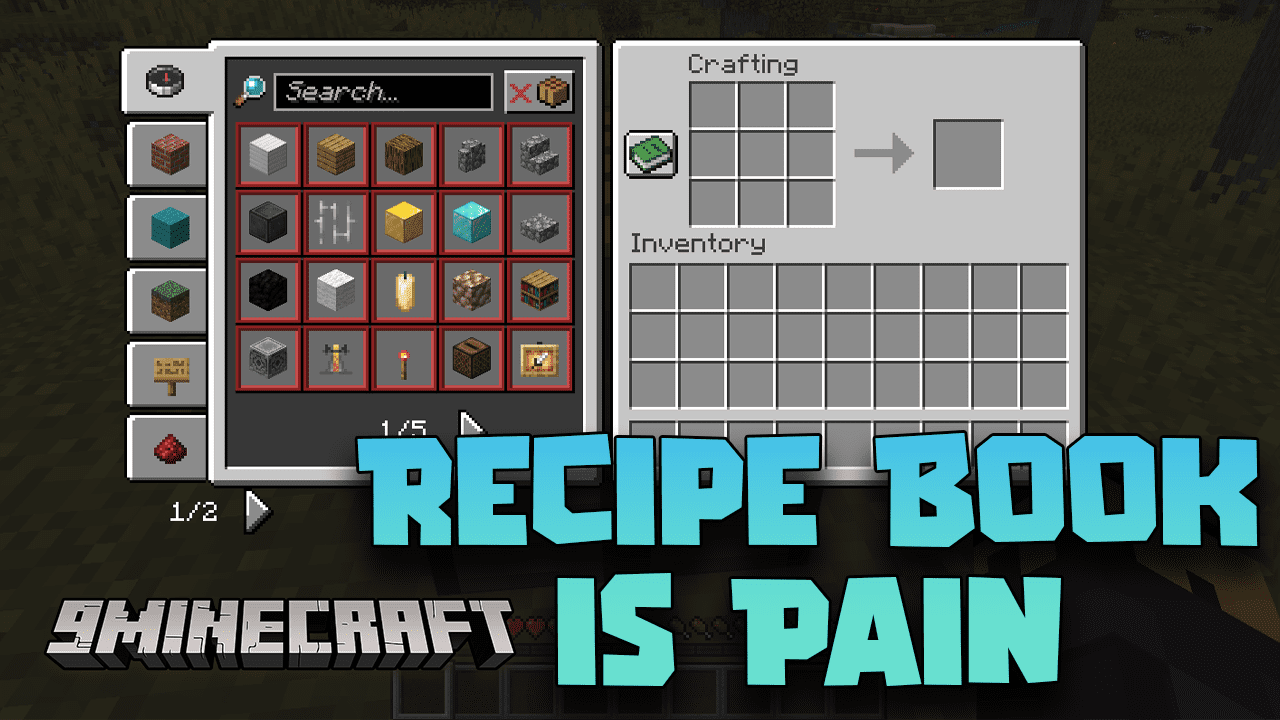 Recipe Book Is Pain Mod (1.20.6, 1.20.1) - Enhanced Crafting Convenience 1