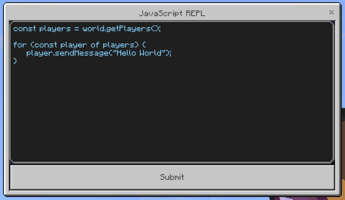 Script REPL Addon (1.20) - MCPE/Bedrock Mod 2