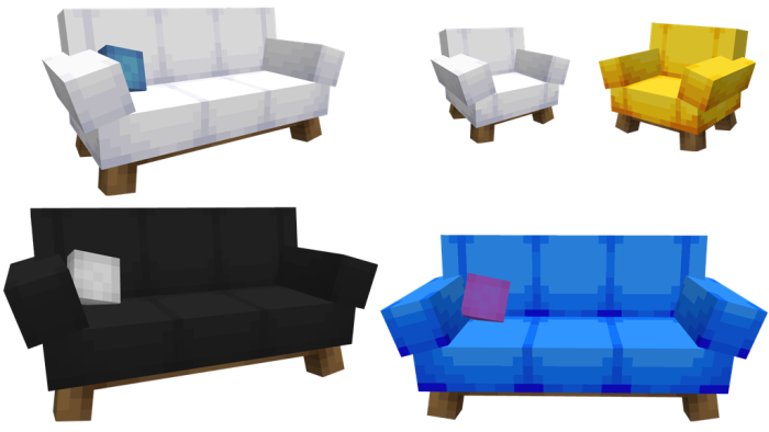 Sofa & Couch Furnitures Addon (1.20) - MCPE/Bedrock Mod 2