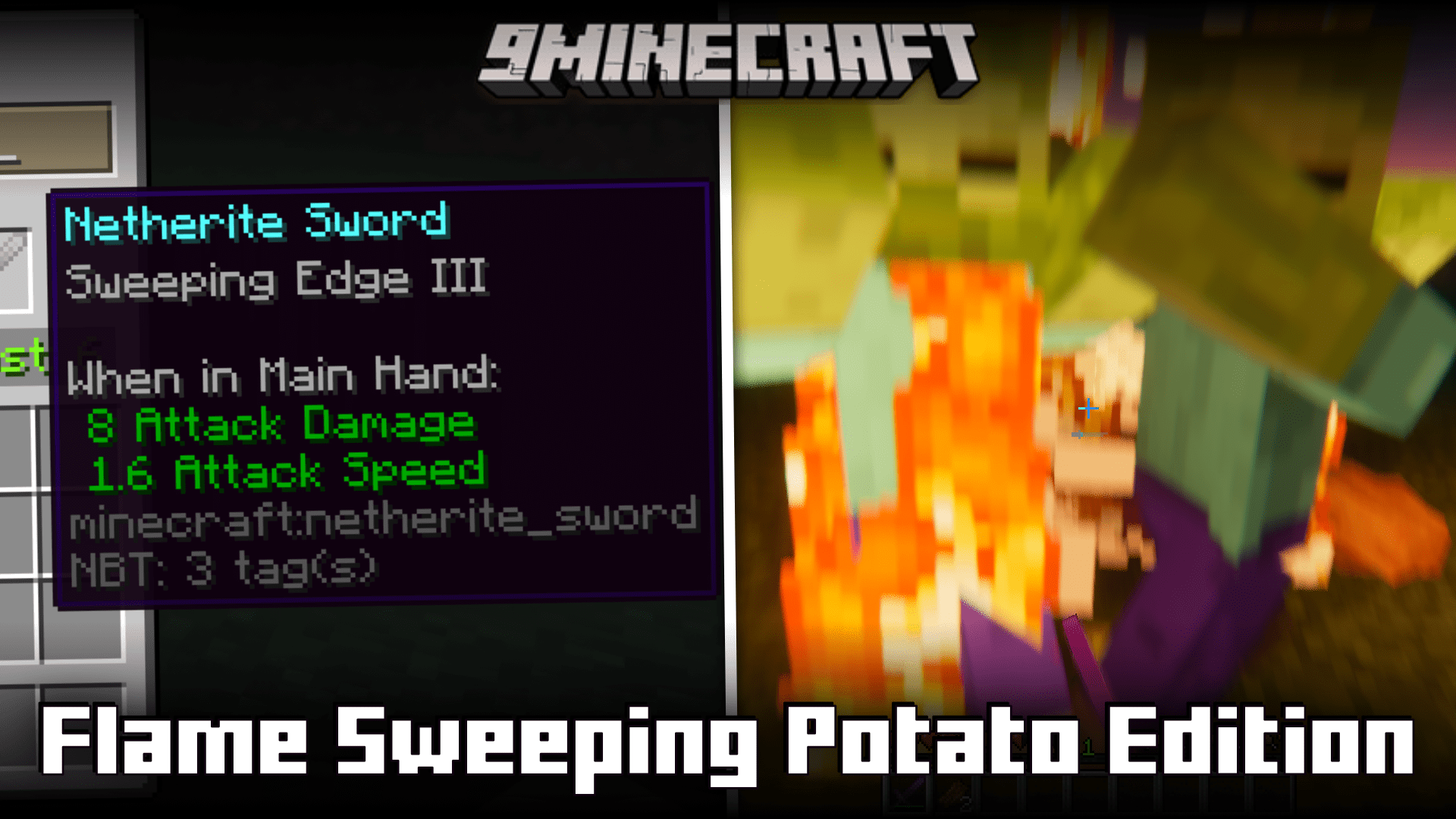 Flame Sweeping Potato Edition Mod (1.20.1, 1.19.4) - Combined Sword Attack! 1