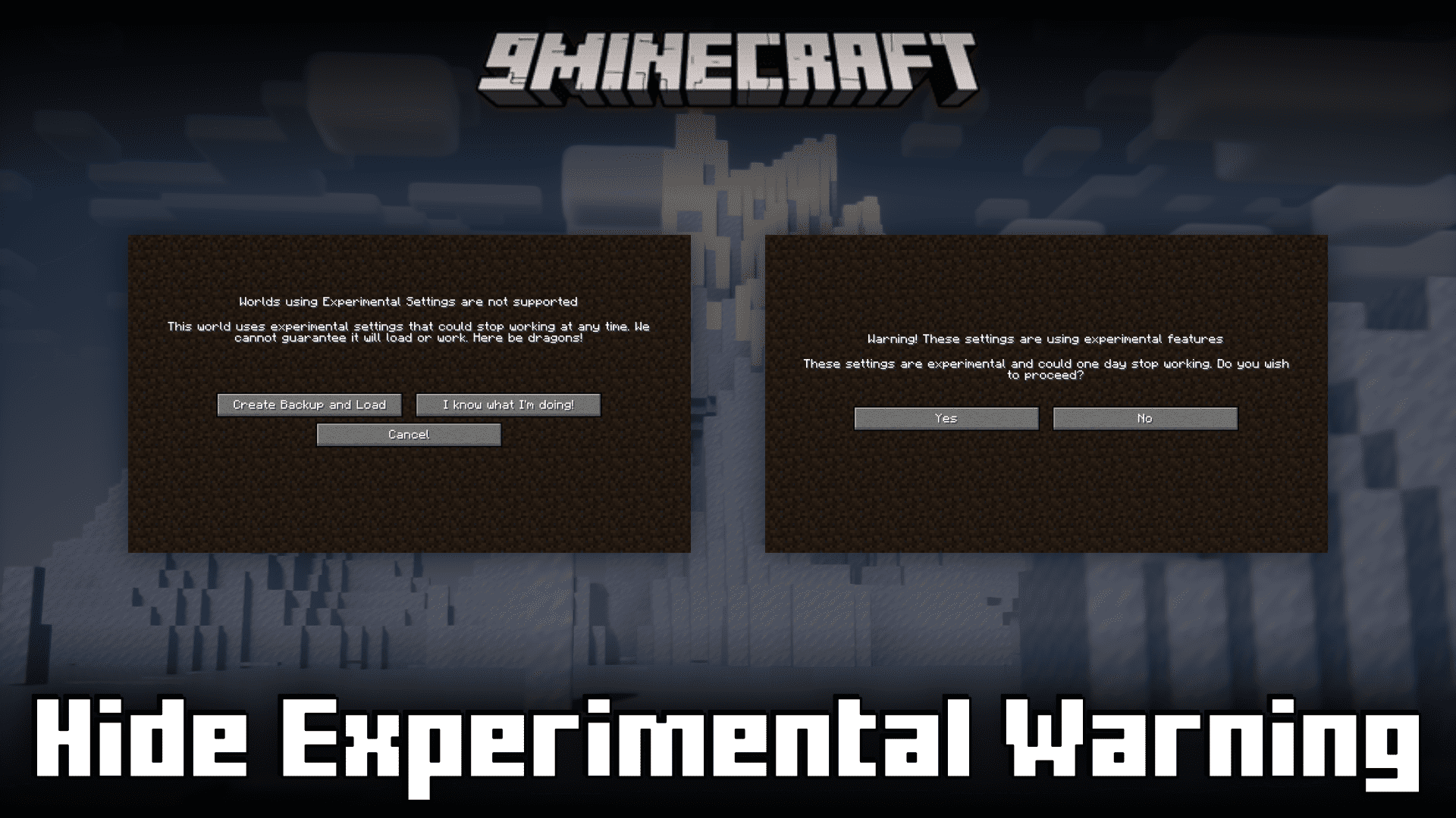 Hide Experimental Warning Mod (1.20.6, 1.20.1) - Removes Experimental Warning Screen 1